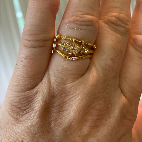 Goldtone CZ Stacked Ring Set - Picture 3 of 4